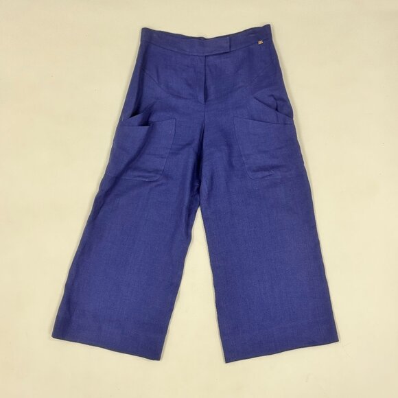 Sonia Rykiel Navy Linen Suit – Blazer & Wide-Leg Pants - Picture 9 of 15